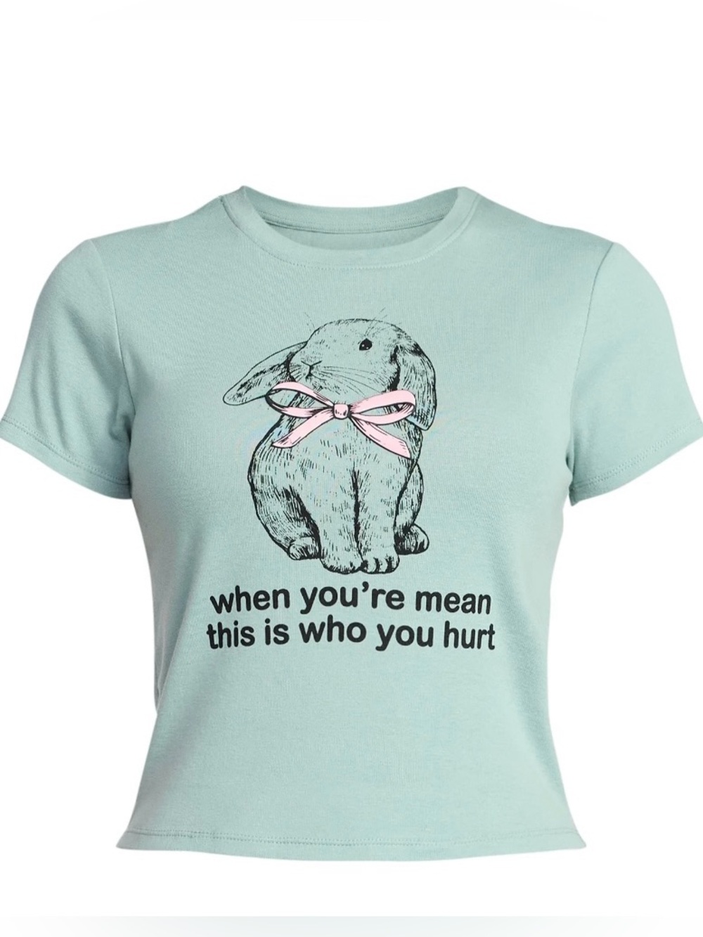 DOE Women’s Bunny Graphic Cropped Baby Tee M NWT